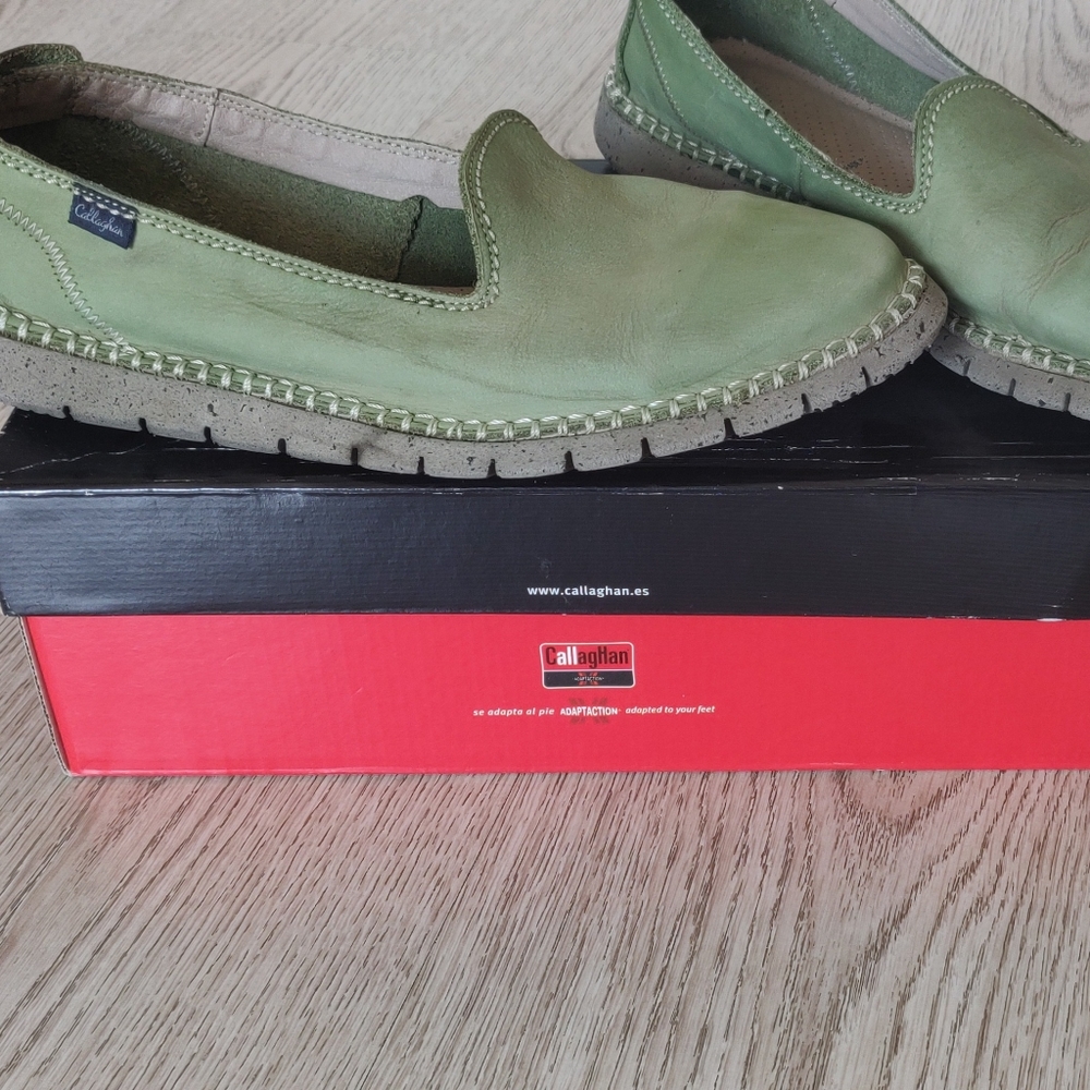 Green Nubuk, Genuine Leather Soft Comfort Mokasins - Picture 5 of 6